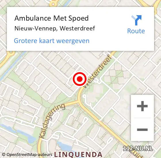 Locatie op kaart van de 112 melding: Ambulance Met Spoed Naar Nieuw-Vennep, Westerdreef op 6 juli 2024 21:48