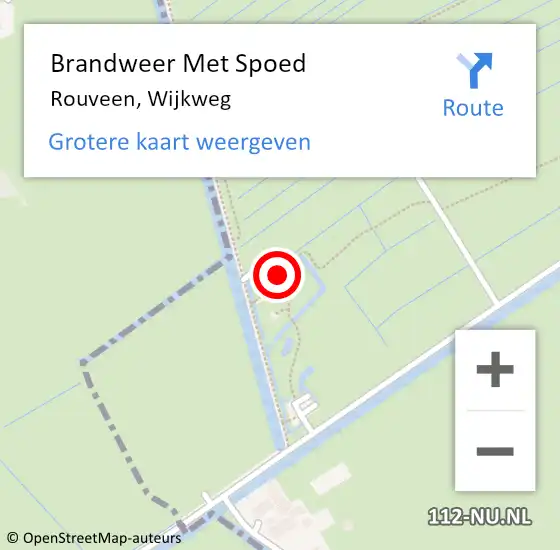 Locatie op kaart van de 112 melding: Brandweer Met Spoed Naar Rouveen, Wijkweg op 6 juli 2024 21:52