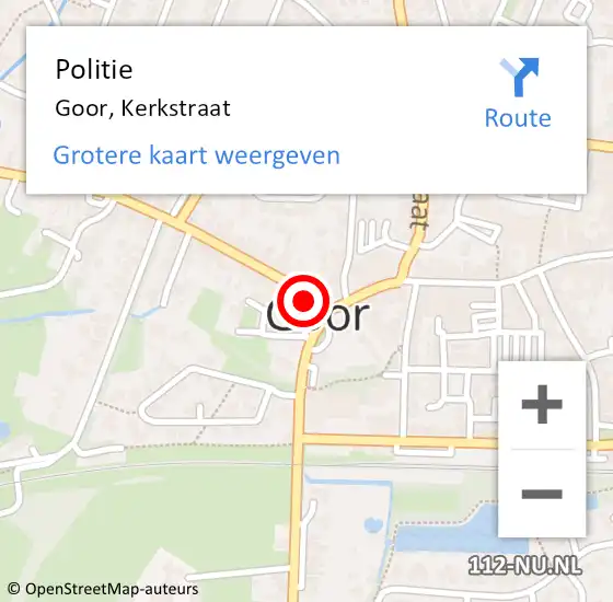 Locatie op kaart van de 112 melding: Politie Goor, Kerkstraat op 6 juli 2024 21:53