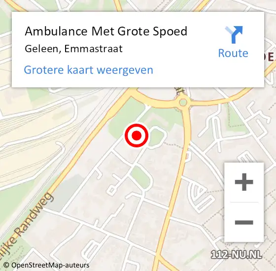 Locatie op kaart van de 112 melding: Ambulance Met Grote Spoed Naar Geleen, Emmastraat op 12 oktober 2014 05:32