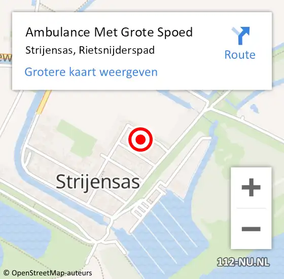 Locatie op kaart van de 112 melding: Ambulance Met Grote Spoed Naar Strijensas, Rietsnijderspad op 6 juli 2024 22:12