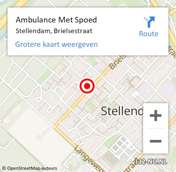 Locatie op kaart van de 112 melding: Ambulance Met Spoed Naar Stellendam, Brielsestraat op 6 juli 2024 22:17