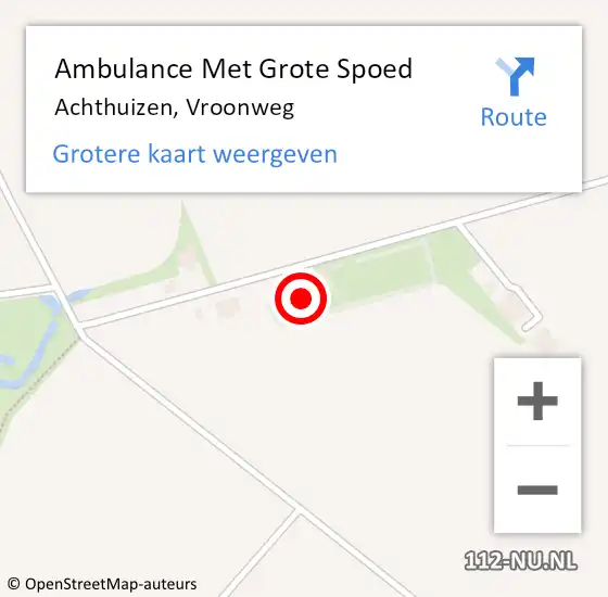 Locatie op kaart van de 112 melding: Ambulance Met Grote Spoed Naar Achthuizen, Vroonweg op 6 juli 2024 22:20