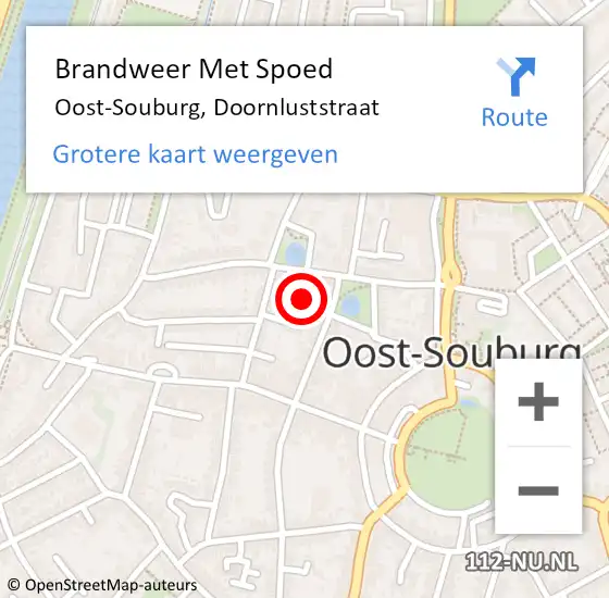 Locatie op kaart van de 112 melding: Brandweer Met Spoed Naar Oost-Souburg, Doornluststraat op 6 juli 2024 22:56