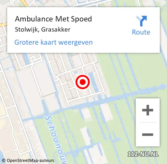 Locatie op kaart van de 112 melding: Ambulance Met Spoed Naar Stolwijk, Grasakker op 6 juli 2024 23:03