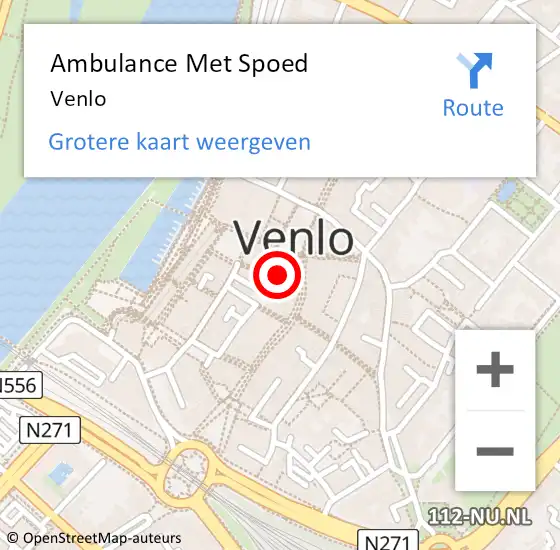 Locatie op kaart van de 112 melding: Ambulance Met Spoed Naar Venlo op 6 juli 2024 23:09