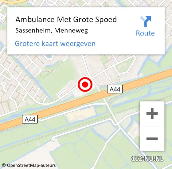 Locatie op kaart van de 112 melding: Ambulance Met Grote Spoed Naar Sassenheim, Menneweg op 6 juli 2024 23:40