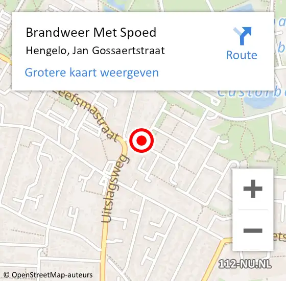 Locatie op kaart van de 112 melding: Brandweer Met Spoed Naar Hengelo, Jan Gossaertstraat op 6 juli 2024 23:41