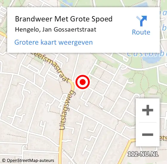 Locatie op kaart van de 112 melding: Brandweer Met Grote Spoed Naar Hengelo, Jan Gossaertstraat op 6 juli 2024 23:42