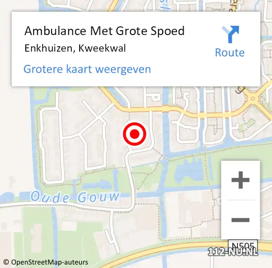 Locatie op kaart van de 112 melding: Ambulance Met Grote Spoed Naar Enkhuizen, Kweekwal op 6 juli 2024 23:48