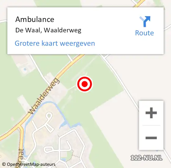 Locatie op kaart van de 112 melding: Ambulance De Waal, Waalderweg op 7 juli 2024 00:05