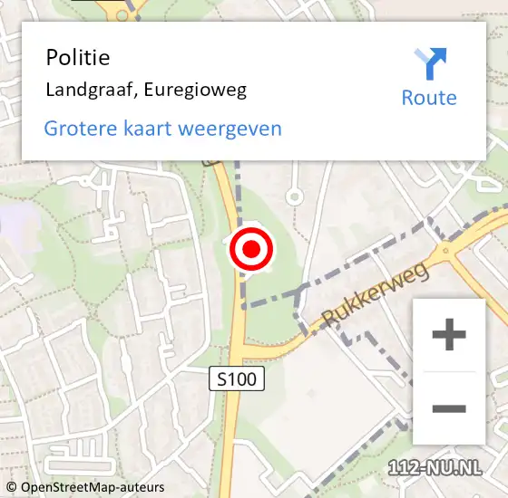 Locatie op kaart van de 112 melding: Politie Landgraaf, Euregioweg op 7 juli 2024 00:08