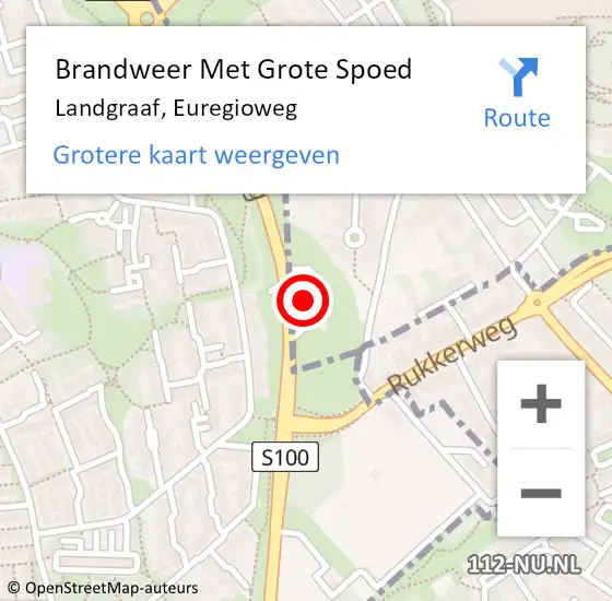 Locatie op kaart van de 112 melding: Brandweer Met Grote Spoed Naar Landgraaf, Euregioweg op 7 juli 2024 00:09