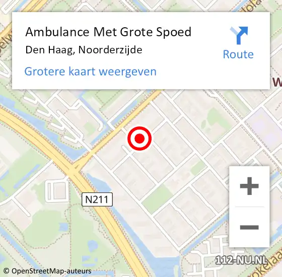 Locatie op kaart van de 112 melding: Ambulance Met Grote Spoed Naar Den Haag, Noorderzijde op 7 juli 2024 00:09