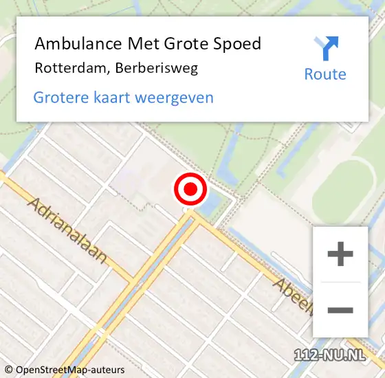 Locatie op kaart van de 112 melding: Ambulance Met Grote Spoed Naar Rotterdam, Berberisweg op 7 juli 2024 00:14