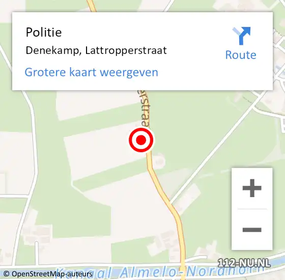 Locatie op kaart van de 112 melding: Politie Denekamp, Lattropperstraat op 7 juli 2024 00:17