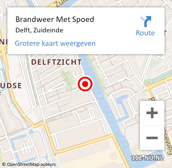 Locatie op kaart van de 112 melding: Brandweer Met Spoed Naar Delft, Zuideinde op 7 juli 2024 00:22