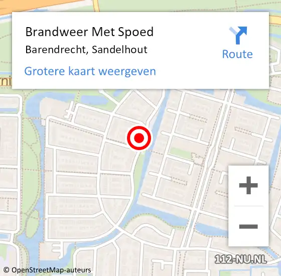 Locatie op kaart van de 112 melding: Brandweer Met Spoed Naar Barendrecht, Sandelhout op 7 juli 2024 00:29