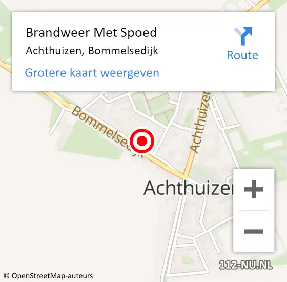 Locatie op kaart van de 112 melding: Brandweer Met Spoed Naar Achthuizen, Bommelsedijk op 7 juli 2024 00:29