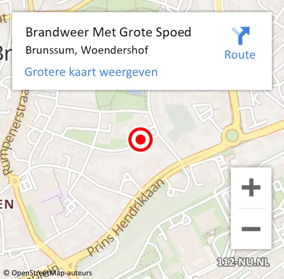 Locatie op kaart van de 112 melding: Brandweer Met Grote Spoed Naar Brunssum, Woendershof op 7 juli 2024 00:34