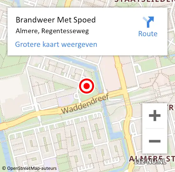 Locatie op kaart van de 112 melding: Brandweer Met Spoed Naar Almere, Regentesseweg op 7 juli 2024 00:37