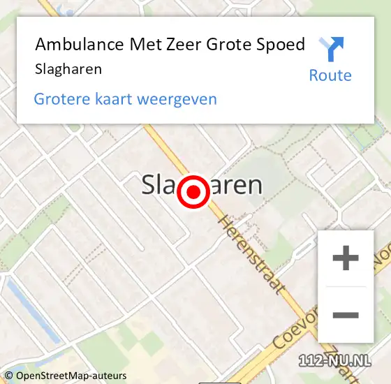 Locatie op kaart van de 112 melding: Ambulance Met Zeer Grote Spoed Naar Slagharen op 7 juli 2024 00:45