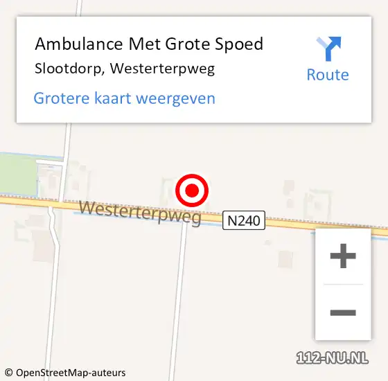 Locatie op kaart van de 112 melding: Ambulance Met Grote Spoed Naar Slootdorp, Westerterpweg op 7 juli 2024 00:50