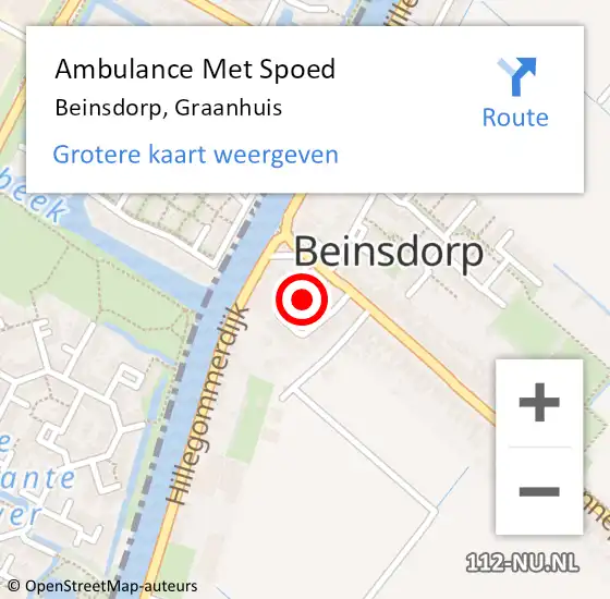 Locatie op kaart van de 112 melding: Ambulance Met Spoed Naar Beinsdorp, Graanhuis op 7 juli 2024 01:23