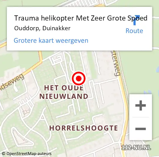 Locatie op kaart van de 112 melding: Trauma helikopter Met Zeer Grote Spoed Naar Ouddorp, Duinakker op 7 juli 2024 01:37