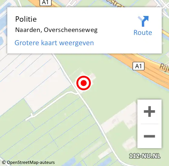 Locatie op kaart van de 112 melding: Politie Naarden, Overscheenseweg op 7 juli 2024 02:20