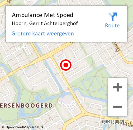 Locatie op kaart van de 112 melding: Ambulance Met Spoed Naar Hoorn, Gerrit Achterberghof op 7 juli 2024 02:21