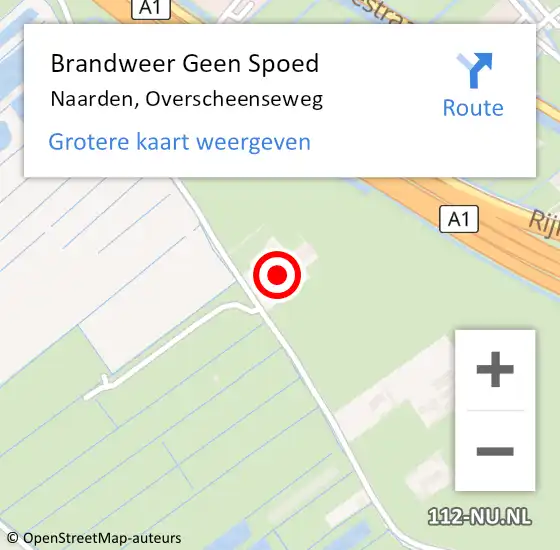 Locatie op kaart van de 112 melding: Brandweer Geen Spoed Naar Naarden, Overscheenseweg op 7 juli 2024 02:27