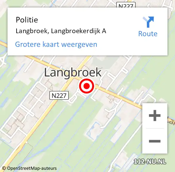 Locatie op kaart van de 112 melding: Politie Langbroek, Langbroekerdijk A op 7 juli 2024 02:39