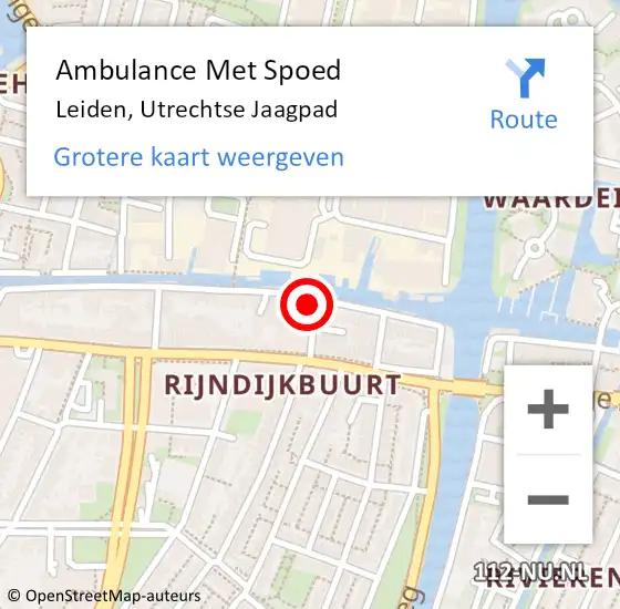 Locatie op kaart van de 112 melding: Ambulance Met Spoed Naar Leiden, Utrechtse Jaagpad op 7 juli 2024 02:49