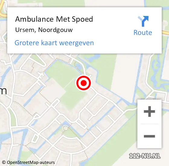 Locatie op kaart van de 112 melding: Ambulance Met Spoed Naar Ursem, Noordgouw op 7 juli 2024 03:13