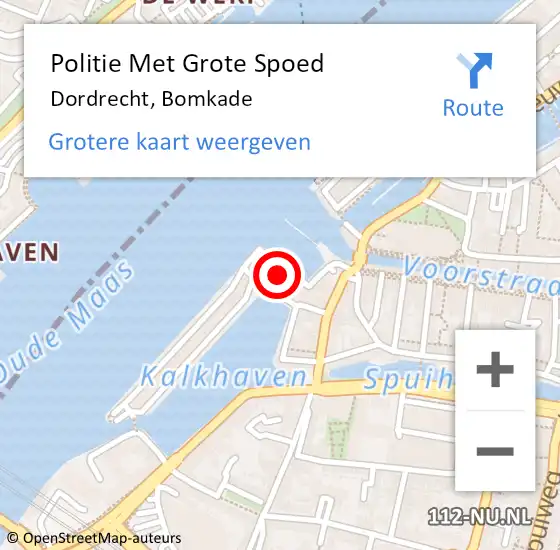 Locatie op kaart van de 112 melding: Politie Met Grote Spoed Naar Dordrecht, Bomkade op 7 juli 2024 04:14