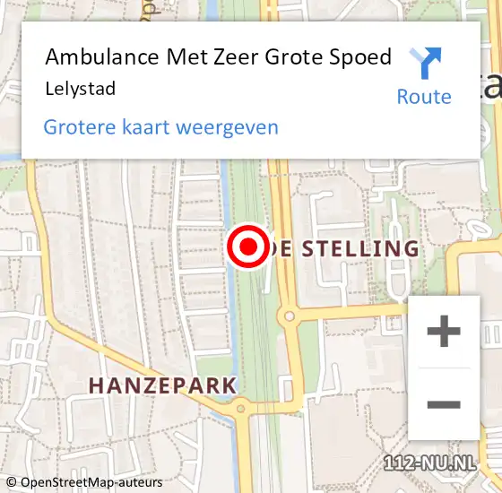 Locatie op kaart van de 112 melding: Ambulance Met Zeer Grote Spoed Naar Lelystad op 7 juli 2024 04:26