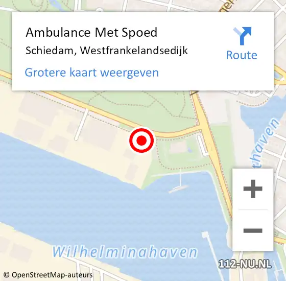 Locatie op kaart van de 112 melding: Ambulance Met Spoed Naar Schiedam, Westfrankelandsedijk op 7 juli 2024 04:50