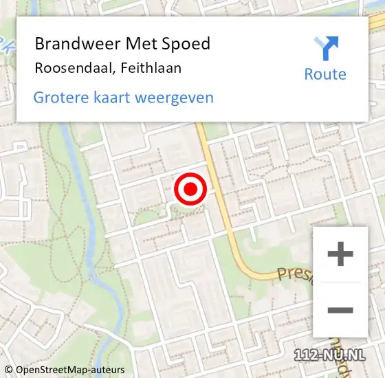 Locatie op kaart van de 112 melding: Brandweer Met Spoed Naar Roosendaal, Feithlaan op 7 juli 2024 04:50