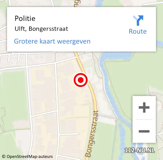 Locatie op kaart van de 112 melding: Politie Ulft, Bongersstraat op 7 juli 2024 05:17