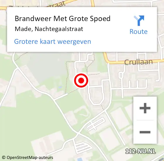 Locatie op kaart van de 112 melding: Brandweer Met Grote Spoed Naar Made, Nachtegaalstraat op 7 juli 2024 05:42