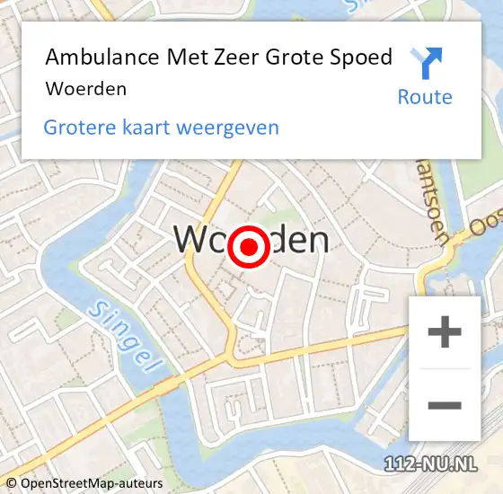 Locatie op kaart van de 112 melding: Ambulance Met Zeer Grote Spoed Naar Woerden op 7 juli 2024 07:03