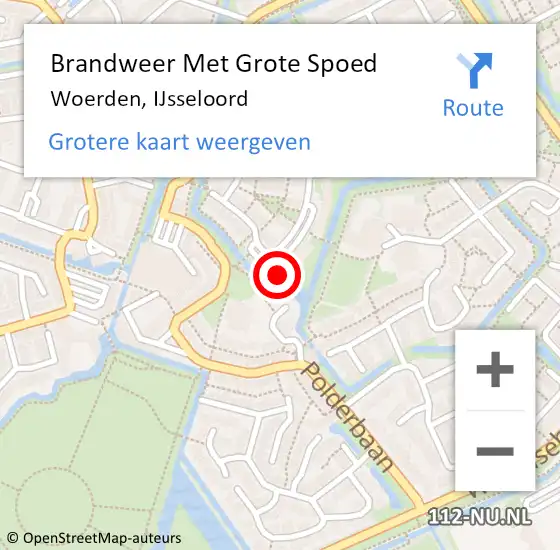 Locatie op kaart van de 112 melding: Brandweer Met Grote Spoed Naar Woerden, IJsseloord op 7 juli 2024 07:04