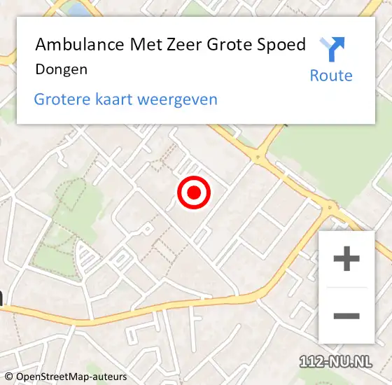 Locatie op kaart van de 112 melding: Ambulance Met Zeer Grote Spoed Naar Dongen op 7 juli 2024 07:14