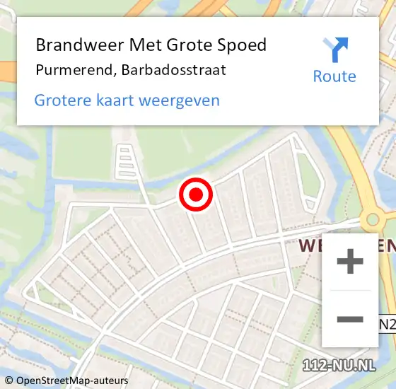 Locatie op kaart van de 112 melding: Brandweer Met Grote Spoed Naar Purmerend, Barbadosstraat op 7 juli 2024 07:19