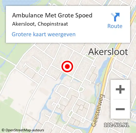 Locatie op kaart van de 112 melding: Ambulance Met Grote Spoed Naar Akersloot, Chopinstraat op 7 juli 2024 08:20