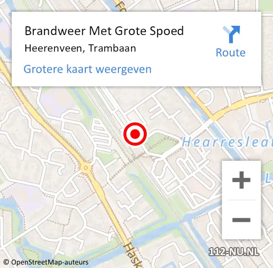 Locatie op kaart van de 112 melding: Brandweer Met Grote Spoed Naar Heerenveen, Trambaan op 12 oktober 2014 07:49