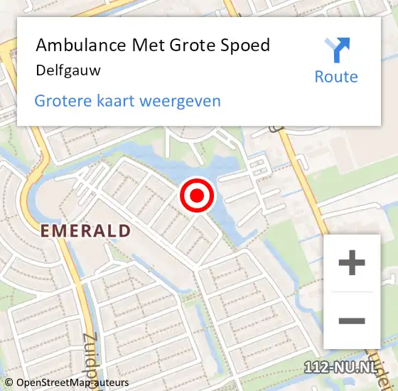 Locatie op kaart van de 112 melding: Ambulance Met Grote Spoed Naar Delfgauw op 7 juli 2024 08:56