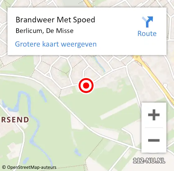 Locatie op kaart van de 112 melding: Brandweer Met Spoed Naar Berlicum, De Misse op 7 juli 2024 09:02