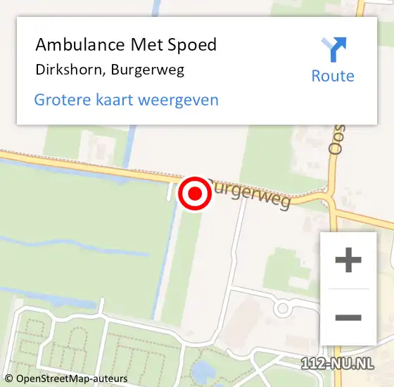 Locatie op kaart van de 112 melding: Ambulance Met Spoed Naar Dirkshorn, Burgerweg op 7 juli 2024 09:06